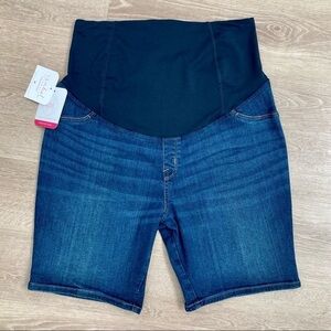 ISABEL Maternity Jean Bermuda Shorts Dark Wash NEW